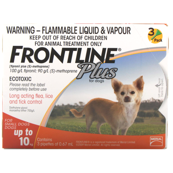 Frontline Plus for Dog Flea Treatment 3 pack (1-10kg) - 3 Stone Vets